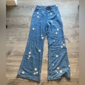Free People embroidered daisy flares